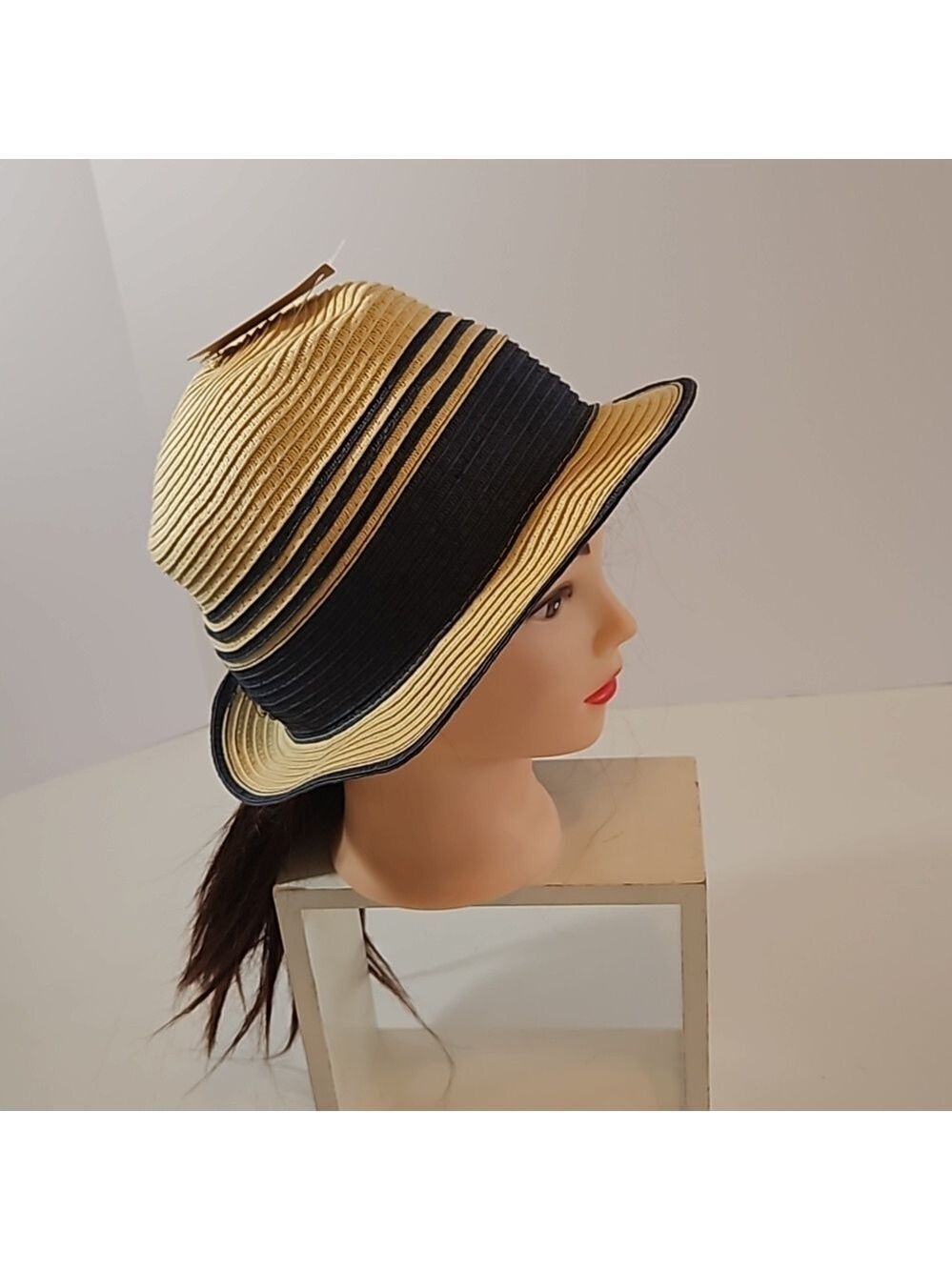Summer Fedora Hat 100% paper straw Unisex black detail British Style Handmade - Picture 10 of 17